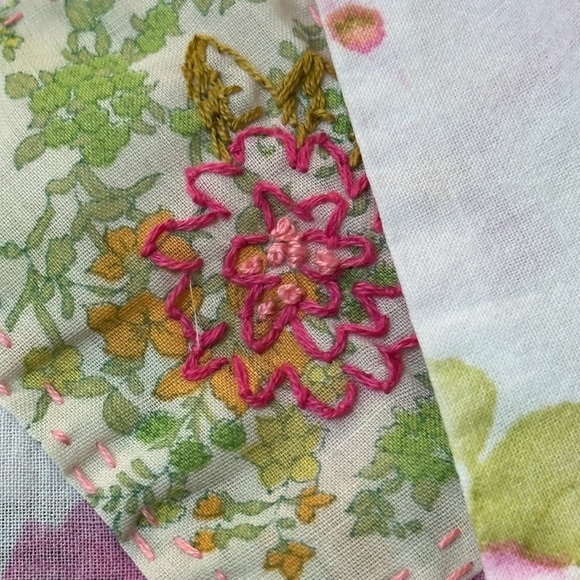 Floral Button Front Blouse Upcycled With Vintage Patches, Embroidery Small - Picture 2 of 13